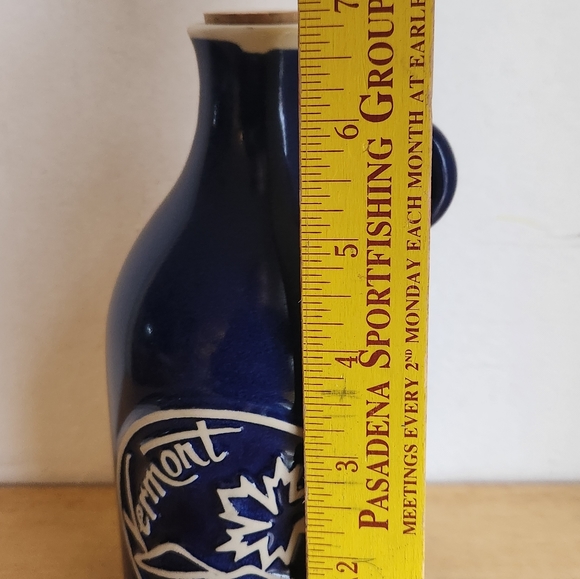 Blue Jug Stoneware Vermont Pottery Cork Syrup Bottle - Picture 8 of 9